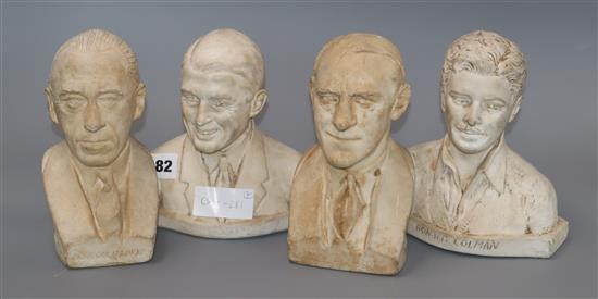 Four 1950s plaster busts of British actors